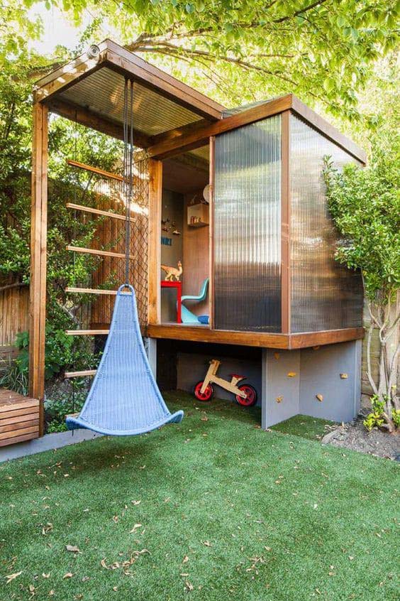 Bright and Modern Kids' Playhouse #backyardhouse #decorhomeideas