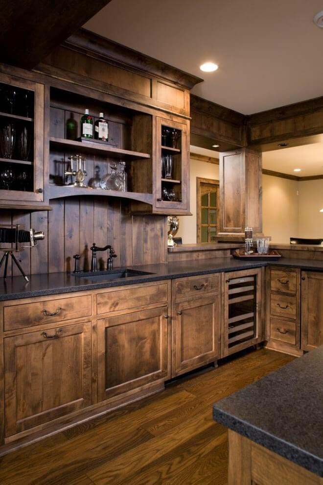 Cabin In The Wood-Paneled Kitchen #rustic #kitchencabinet #decorhomeideas