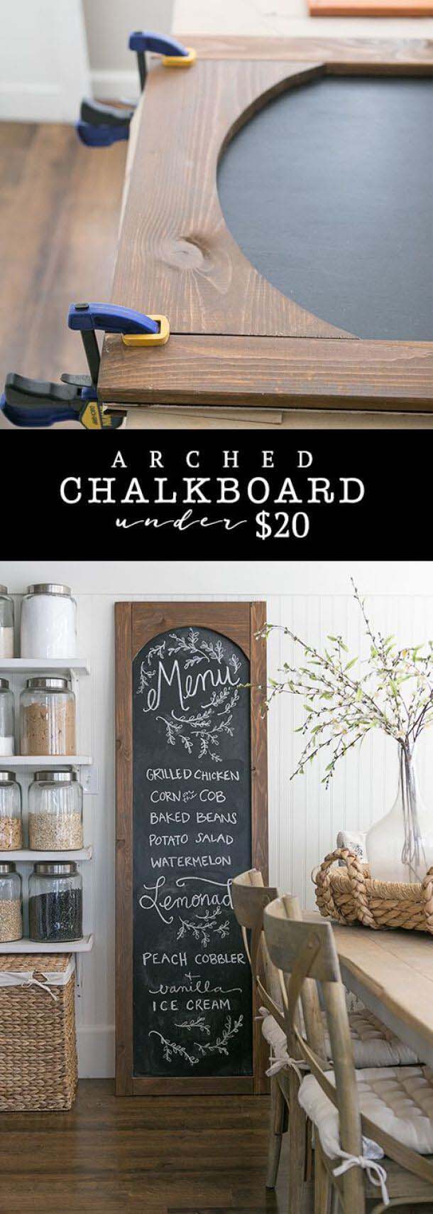 Cheap and Easy DIY Arched Chalkboard #walldecor #kitchen #decorhomeideas