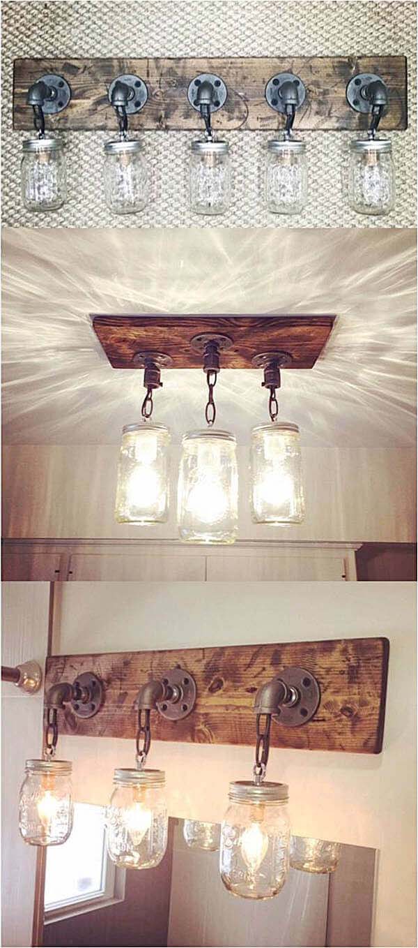 Creative Chandelier Mason Jar Wall Decor Ideas #masonjarlights #masonjar #decorhomeideas