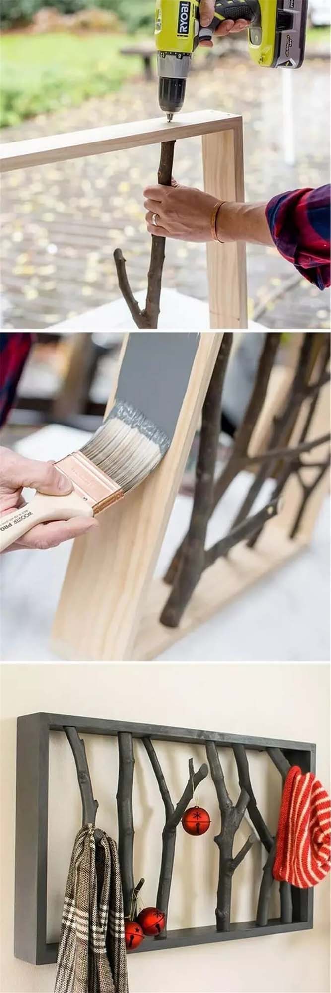 DIY Branch Shelf Idea #rustic #storage #organization #decorhomeideas