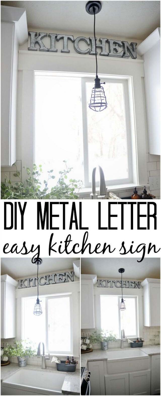 DIY Metal Letter Kitchen Sign #walldecor #kitchen #decorhomeideas