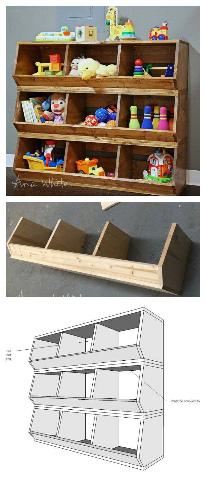 Easy To Make Toy Organizer #rustic #storage #organization #decorhomeideas