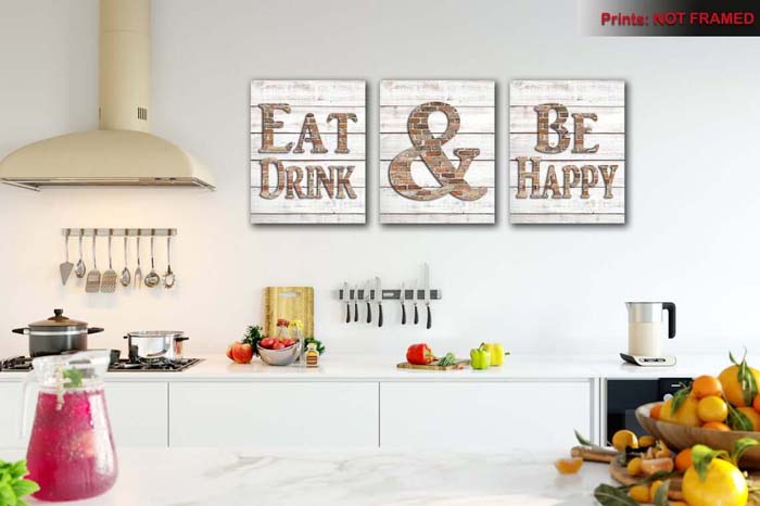 Eat and Be Happy Sign Trio #walldecor #kitchen #decorhomeideas