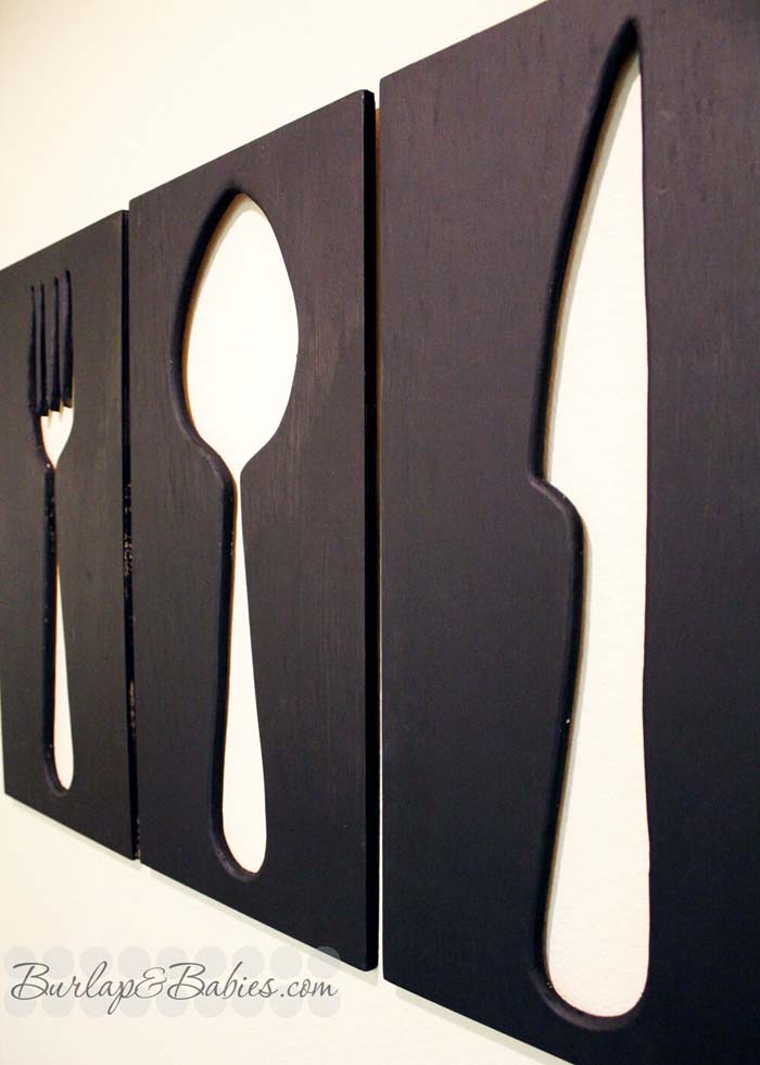 Fork, Spoon, and Knife Negative Space Art #walldecor #kitchen #decorhomeideas