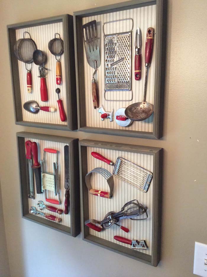 Framed Kitchen Gadget Wall Art #walldecor #kitchen #decorhomeideas