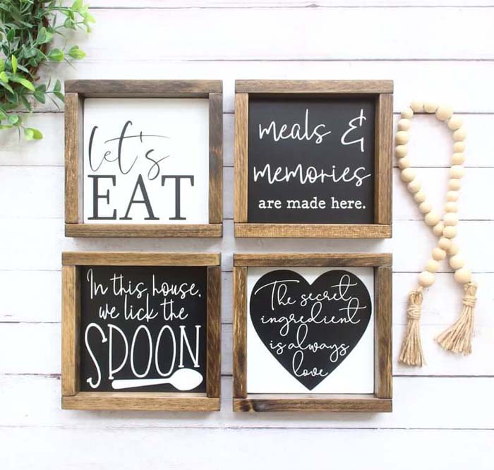 Fun Sayings Black and White Square Signs #walldecor #kitchen #decorhomeideas