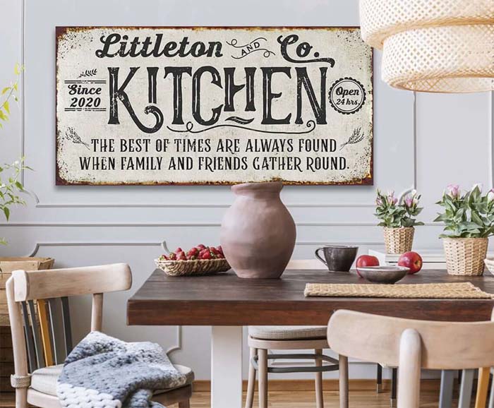 Gather Round Personalized Kitchen Sign #walldecor #kitchen #decorhomeideas