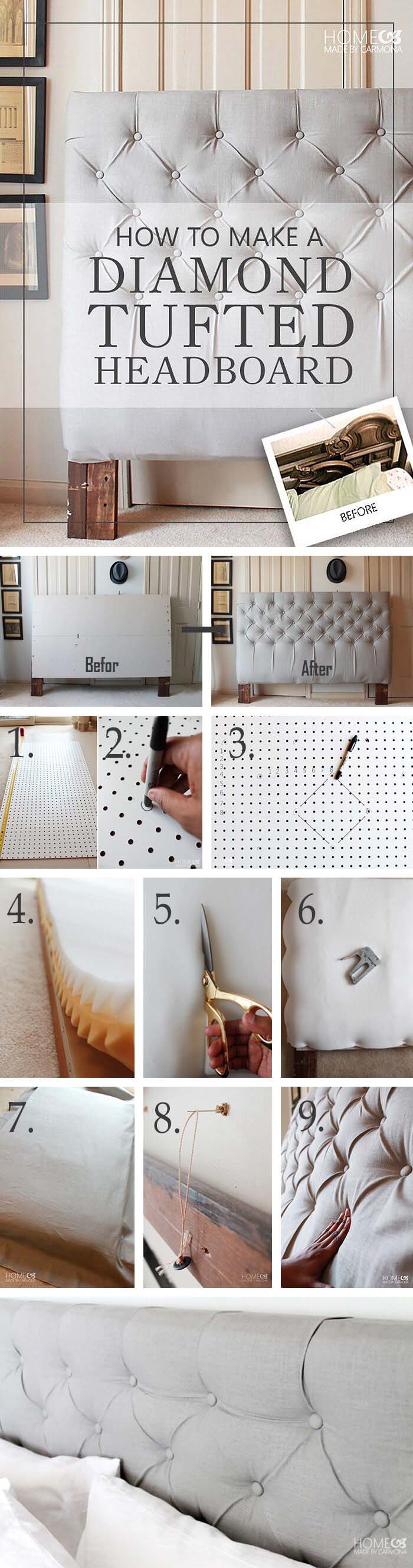 Get Anastasia Steele’s Tufted Headboard #diy #weekendproject #decorhomeideas