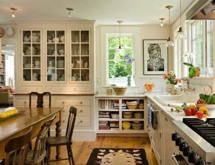 Glass-Front Cabinet Doors #rustic #kitchencabinet #decorhomeideas