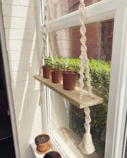 Hanging Shelf for Small Pots #windowshelf #plants #decorhomeideas