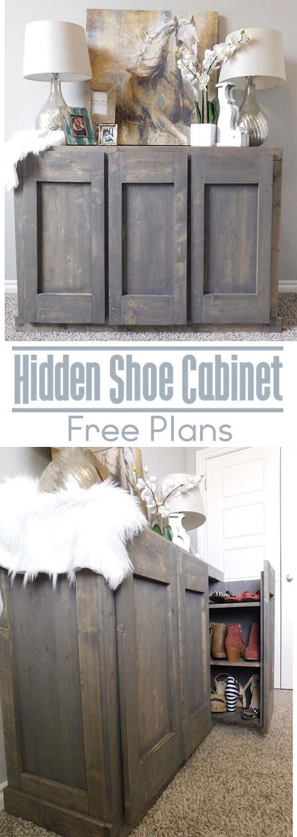 Hidden Shoe Cabinet #rustic #storage #organization #decorhomeideas