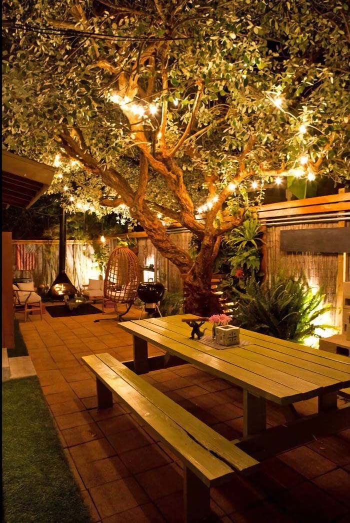 Highlight your Garden’s Assets with Strung Lighting and Sconces #lighting #yard #outdoor #decorhomeideas