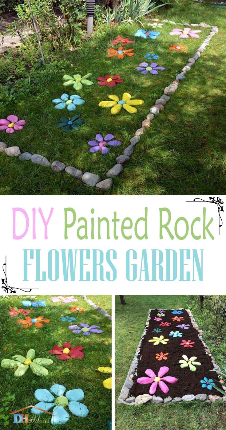 How To DIY Painted Rock Flowers Garden Tutorial. Looking for a way to spruce up your yard or garden? Grab some rocks and different spray paint colors and try this! These colorful rock flowers will be sure to brighten up your garden or backyard! If you love garden decor, colorful home decor and easy curb appeal -- this one's for you! #decorhomeideas