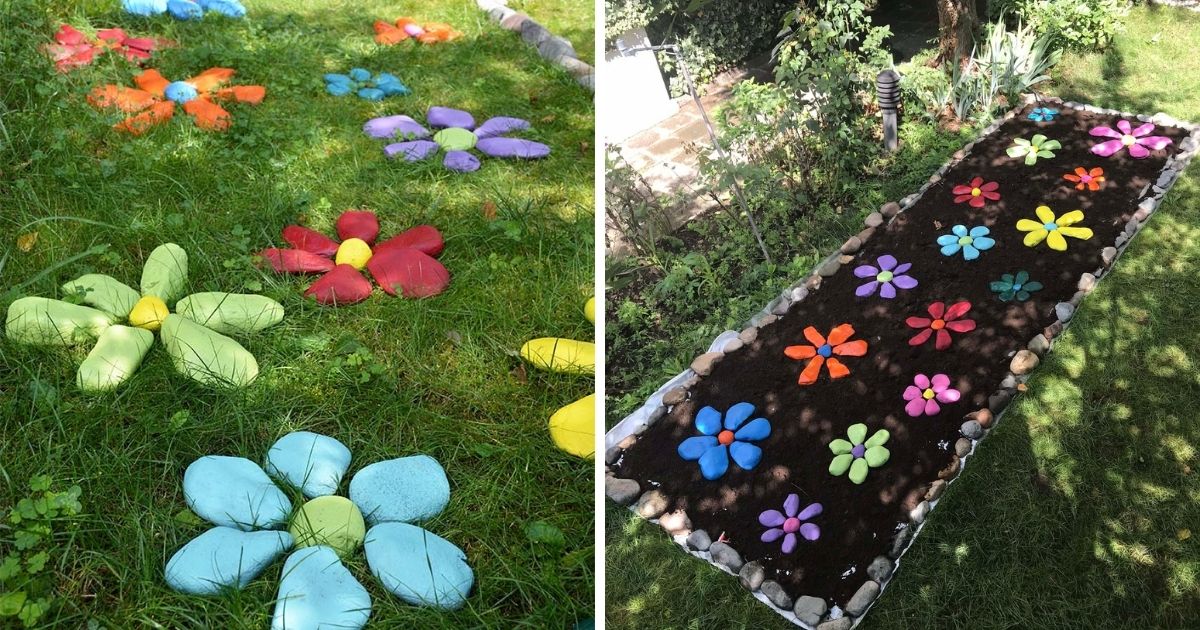How To Diy Painted Rock Flowers Garden