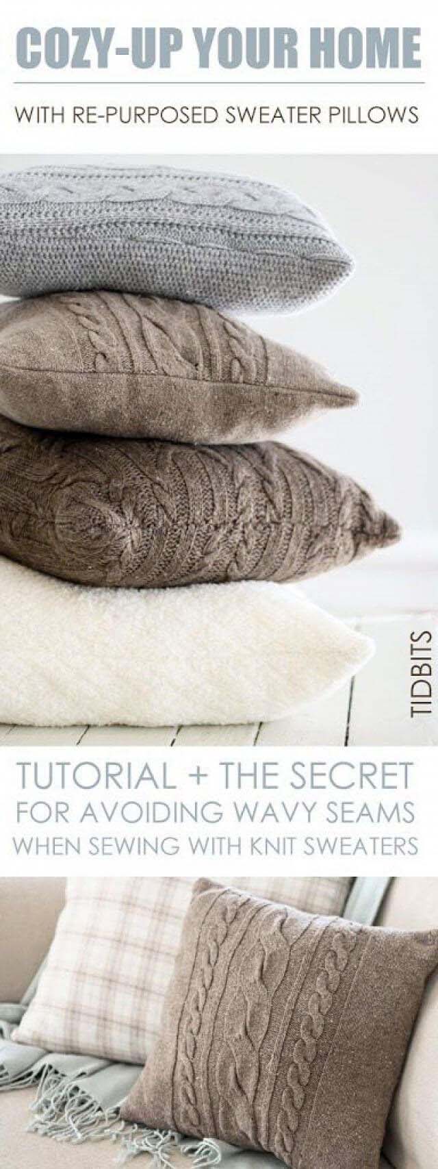 How To Make Sweater Throw Pillows #diy #weekendproject #decorhomeideas