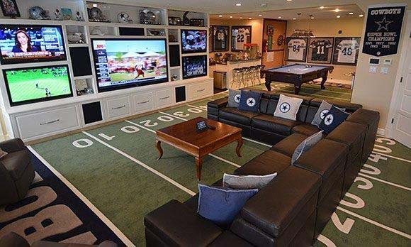 In the End Zone of Entertainment #mancave #decorhomeideas