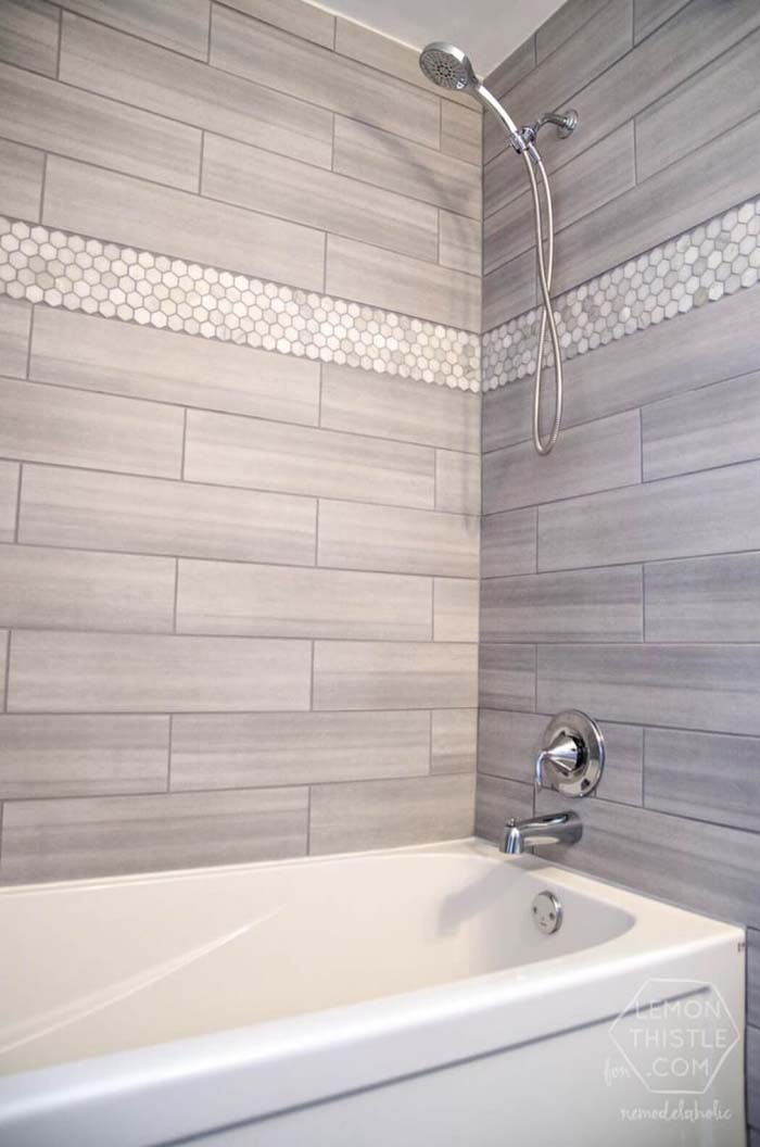 Lapland Pearl Two-Tone Tile Pattern #showertiles #tiles #decorhomeideas