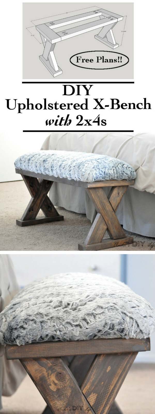 Make the Perfect DIY Upholstered X-Bench #diy #weekendproject #decorhomeideas