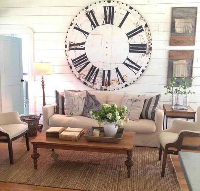 Make Time for Design with Oversized Clock #farmhouse #design #decorhomeideas