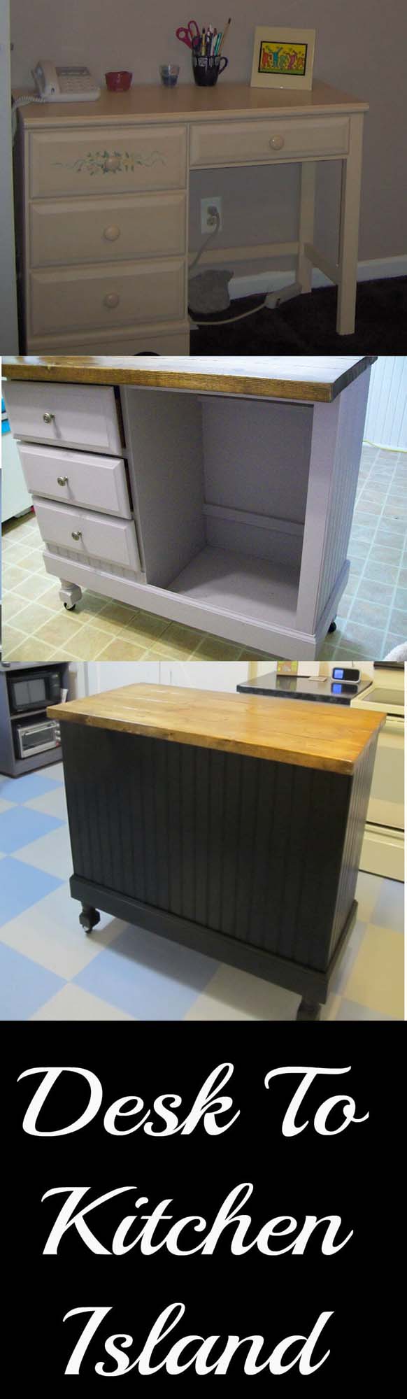 Make Your Kitchen Island with a Few Mods to This Desk #diy #ktichenisland #decorhomeideas