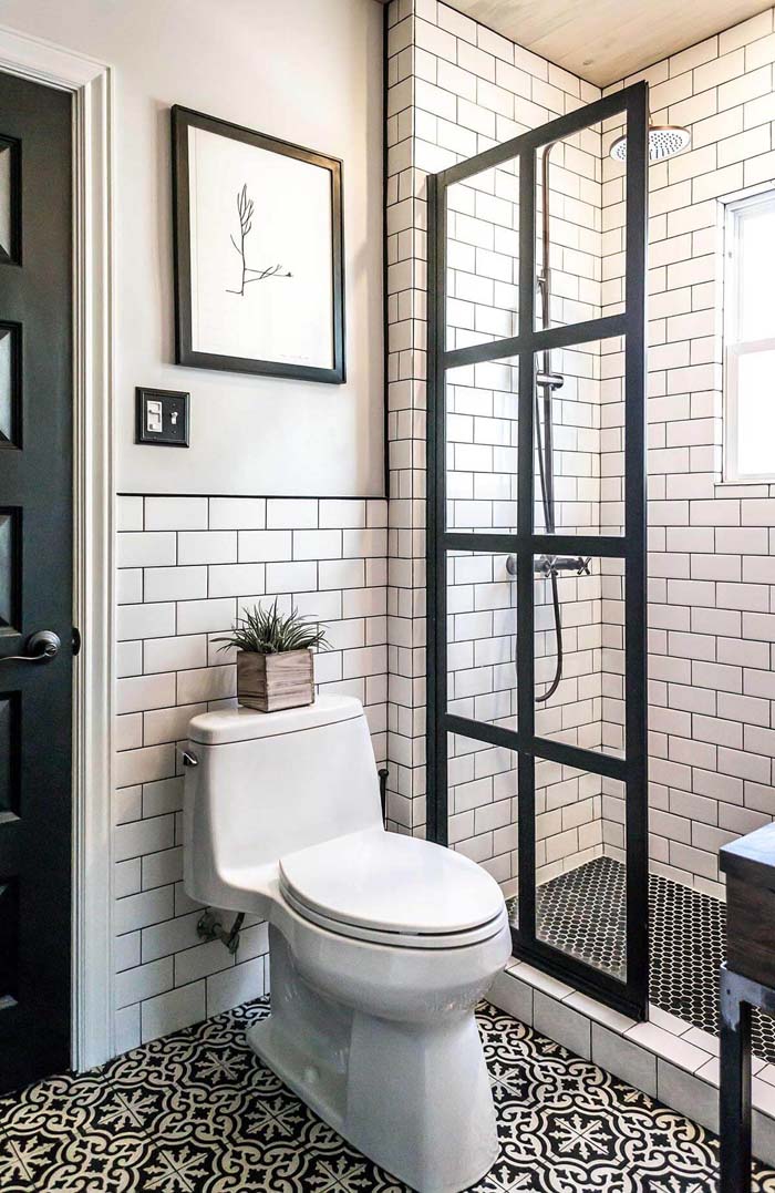 Manhattan Chic Black and White Tiling #showertiles #tiles #decorhomeideas