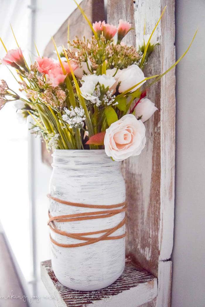 Mason Jar Blush Pink Flower Arrangement #farmhouse #springdecor #decorhomeideas