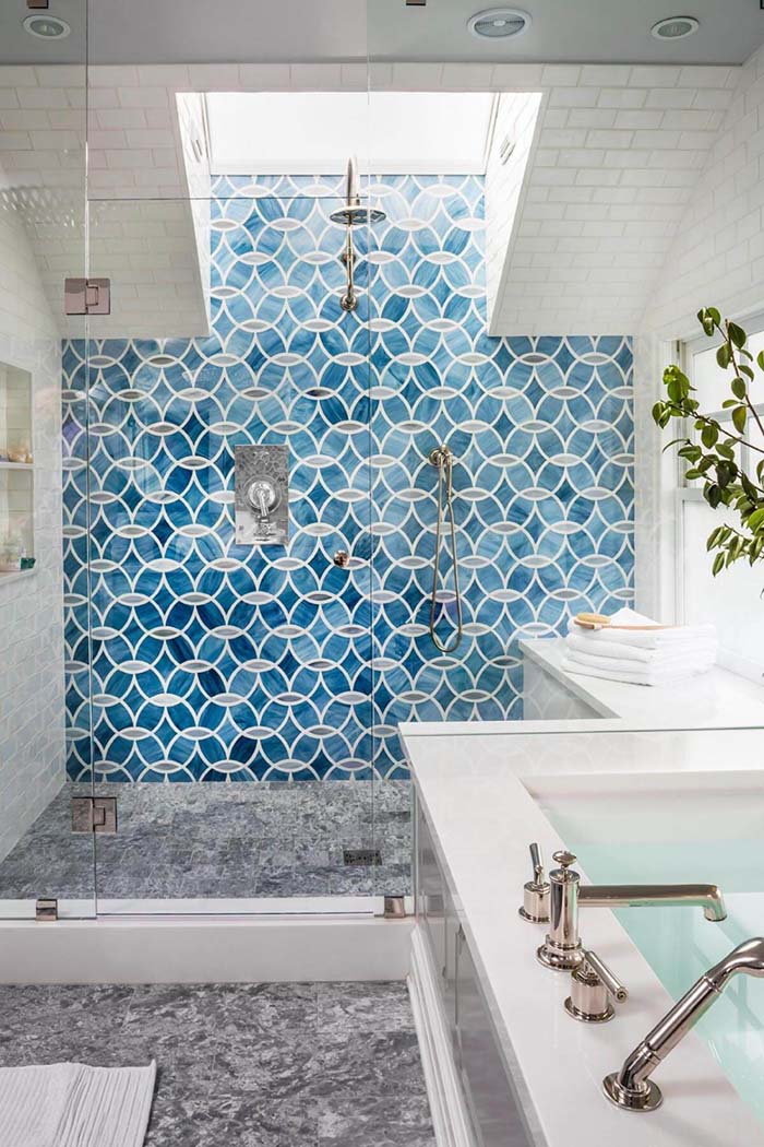 Modern Nautilus Abstract Turquoise Design #showertiles #tiles #decorhomeideas