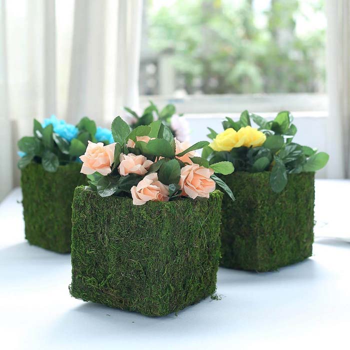 Natural Inspiration With Moss Covered Planters #spring #planter #decorhomeideas