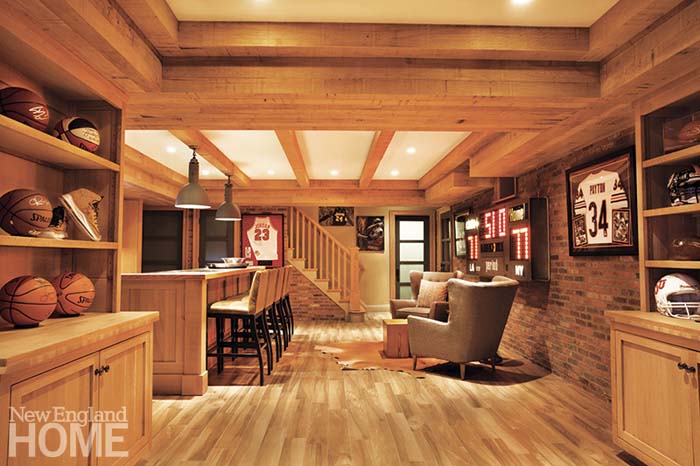 Natural Wood with a Sports Inspiration #mancave #decorhomeideas