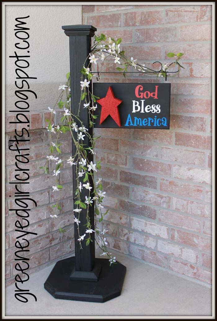 Patriotic Front Porch Welcome Sign #porch #post #decorhomeideas