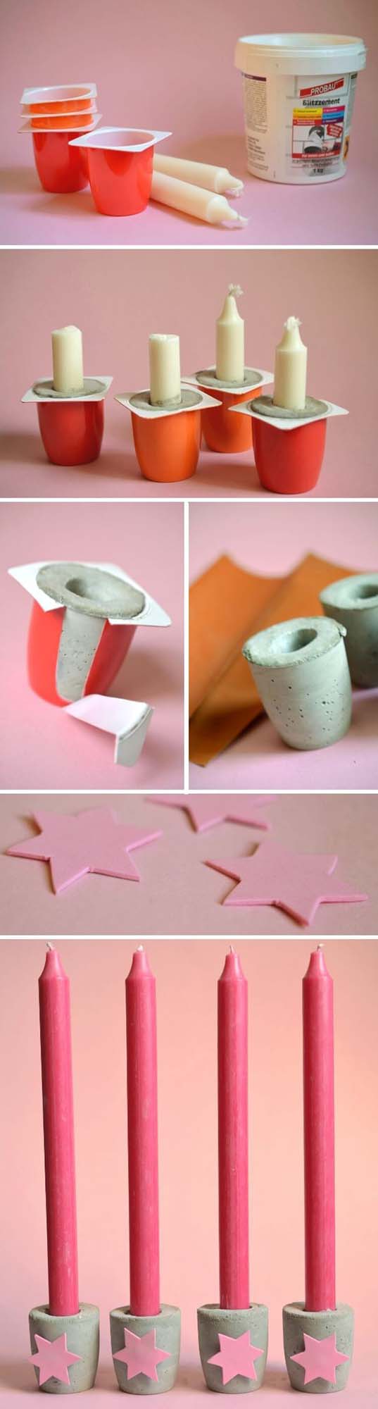 Recycled Pudding Cup Candleholder Craft #diy #weekendproject #decorhomeideas