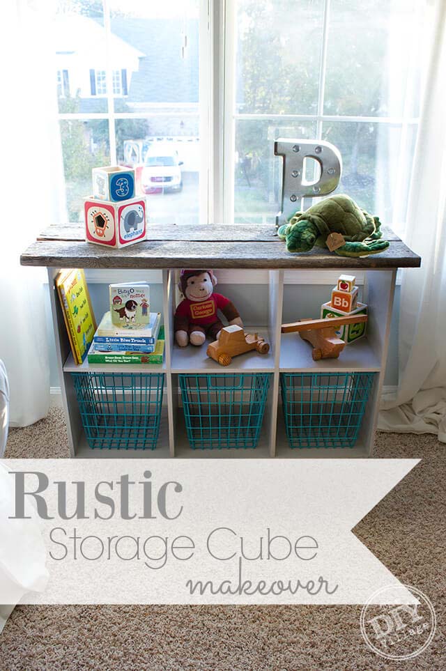 Rustic Storage Cube Makeover #rustic #storage #organization #decorhomeideas