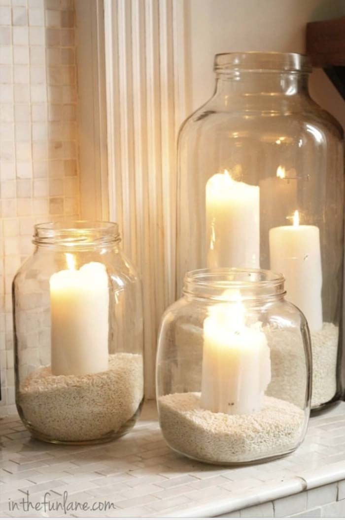 Sand-filled Jars Make Perfect Candle Holders #lighting #yard #outdoor #decorhomeideas