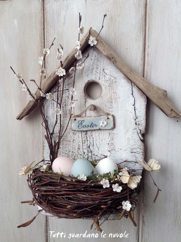 Simple and Sweet Bird’s Nest Easter Display #spring #decor #decorhomeideas