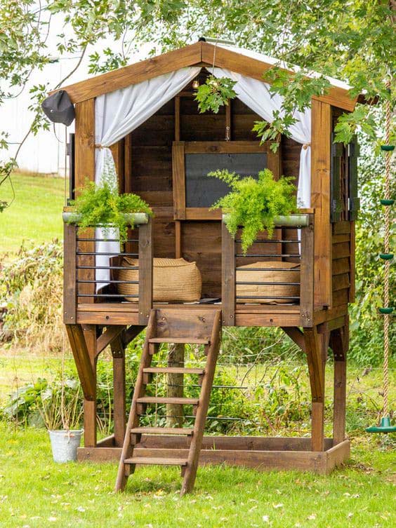 Tiny Elevated Wooden Getaway #backyardhouse #decorhomeideas