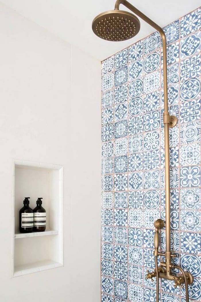 Tunisian Kasbah Blue Shower Tiles #showertiles #tiles #decorhomeideas