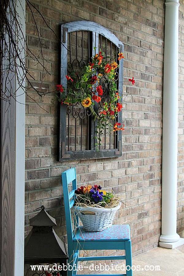 Vintage Window Floral Spring Porch Art #spring #frontporch #decor #decorhomeideas
