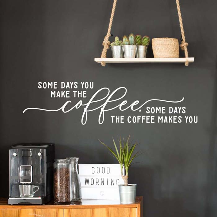 Vinyl Lettering Coffee Bar Styled Kitchen #walldecor #kitchen #decorhomeideas