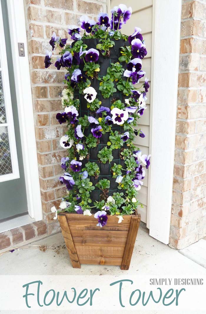 Welcome Your Guests with a Cute Flower Tower #spring #garden #decorhomeideas