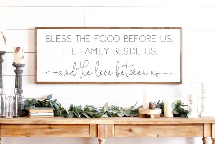 White and Wood Meal Time Blessings Sign #walldecor #kitchen #decorhomeideas