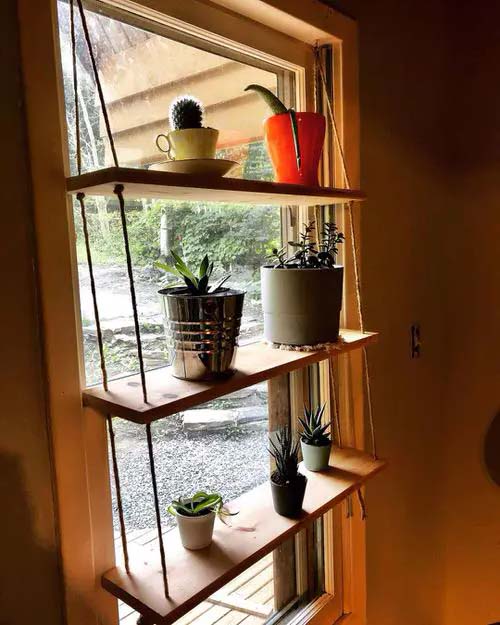 Window Shelf with Colorful Pots #windowshelf #plants #decorhomeideas