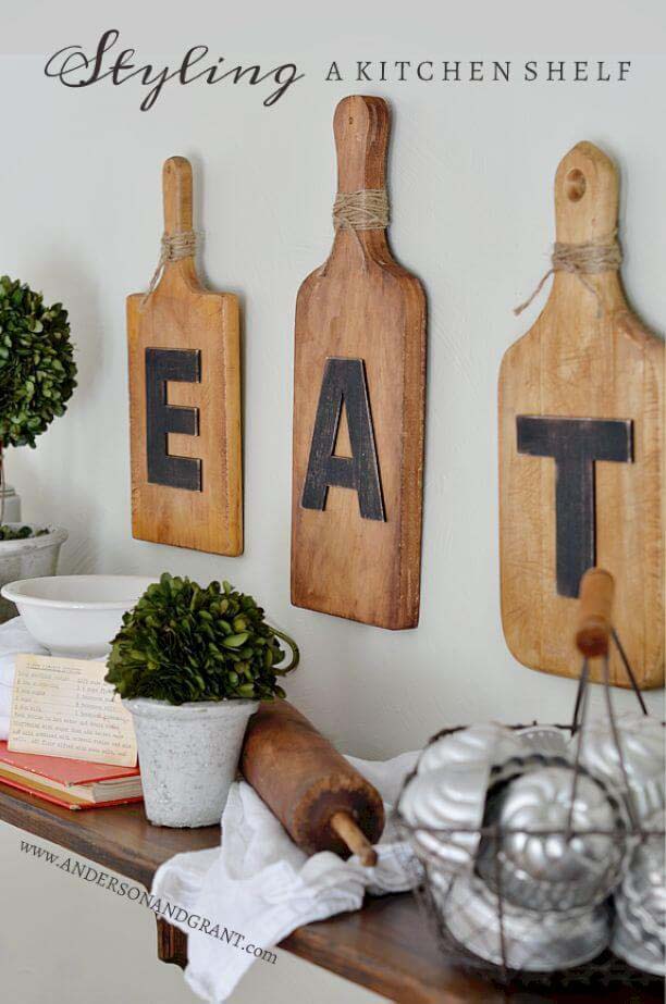 Wood Cutting Board “Eat” Art #walldecor #kitchen #decorhomeideas