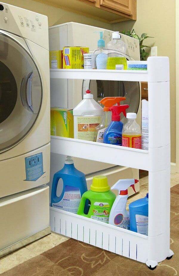 Add Storage Between Your Washer and Dryer #storage #organization #decorhomeideas