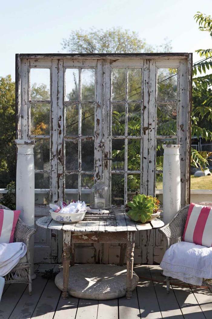 Architectural Salvage French Door Backdrop #rustic #porch #vintage #decorhomeideas