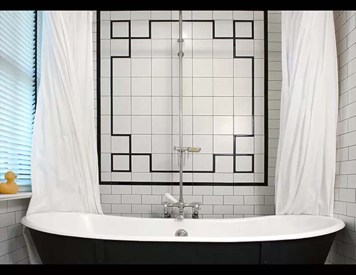 Art Nouveau Subway Tile Pattern #bathroom #whiteshowertile #decorhomeideas