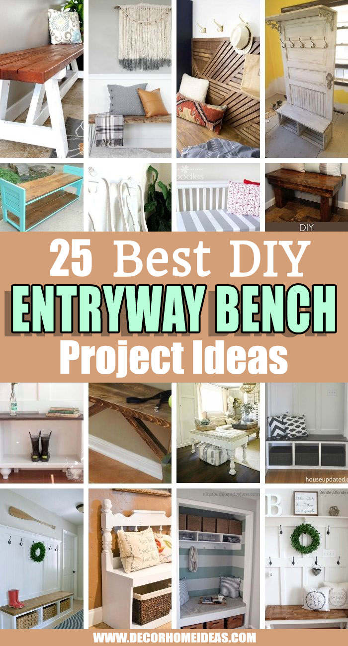 Best DIY Entryway Bench Project Ideas. If you would like to keep your entryway neat and tidy these DIY entryway bench projects will help you create a perfect decluttered place and add charm to it. #decorhomeideas