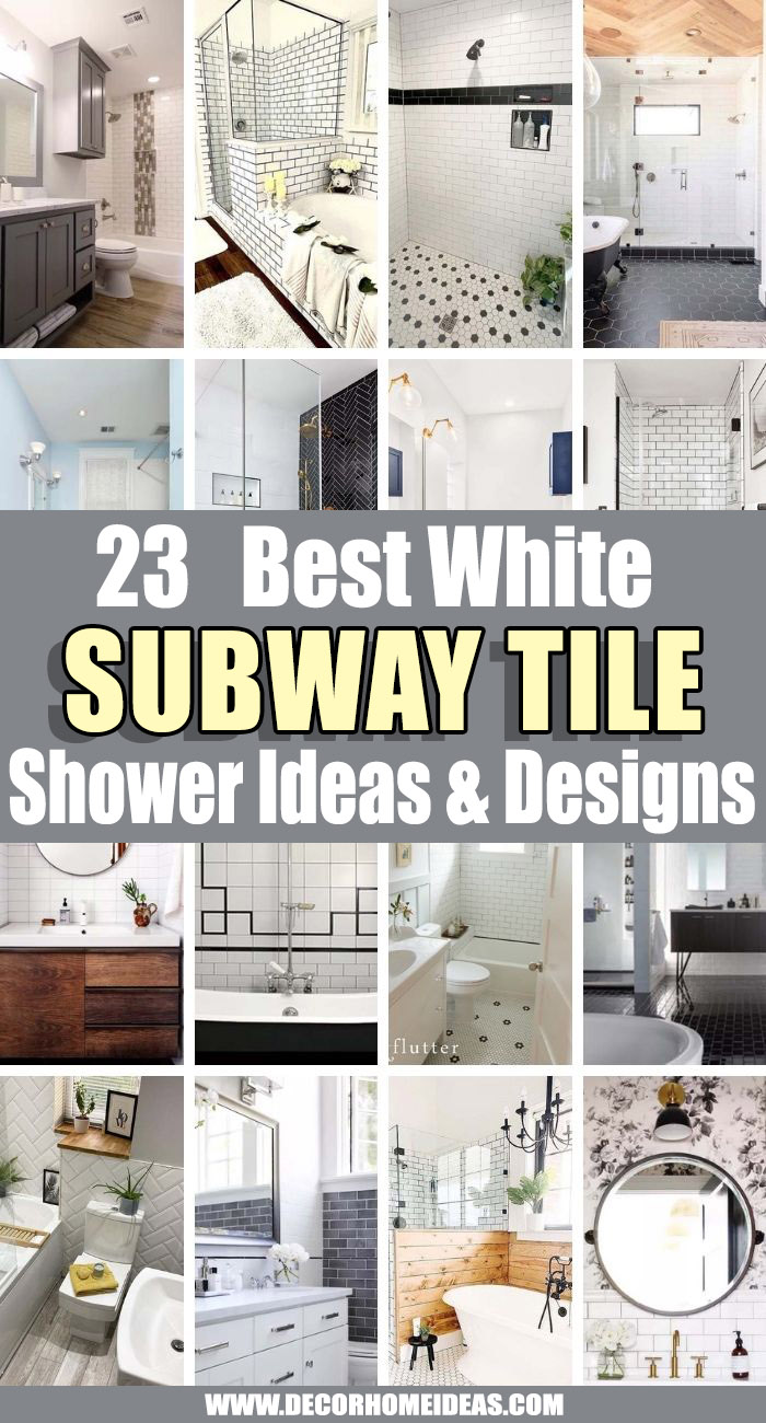 Best White Subway Tile Shower Ideas. White subway tile patterns are classic, trendy, and flexible. See beautiful, inspiring and fashionable ways to apply this type of tile to your bathroom. #decorhomeideas
