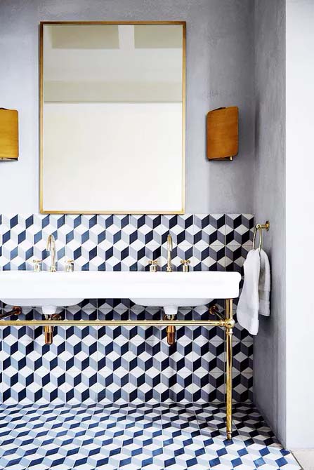 Bold Graphic Tiles to Make a Statement #showertile #bathroom #decorhomeideas