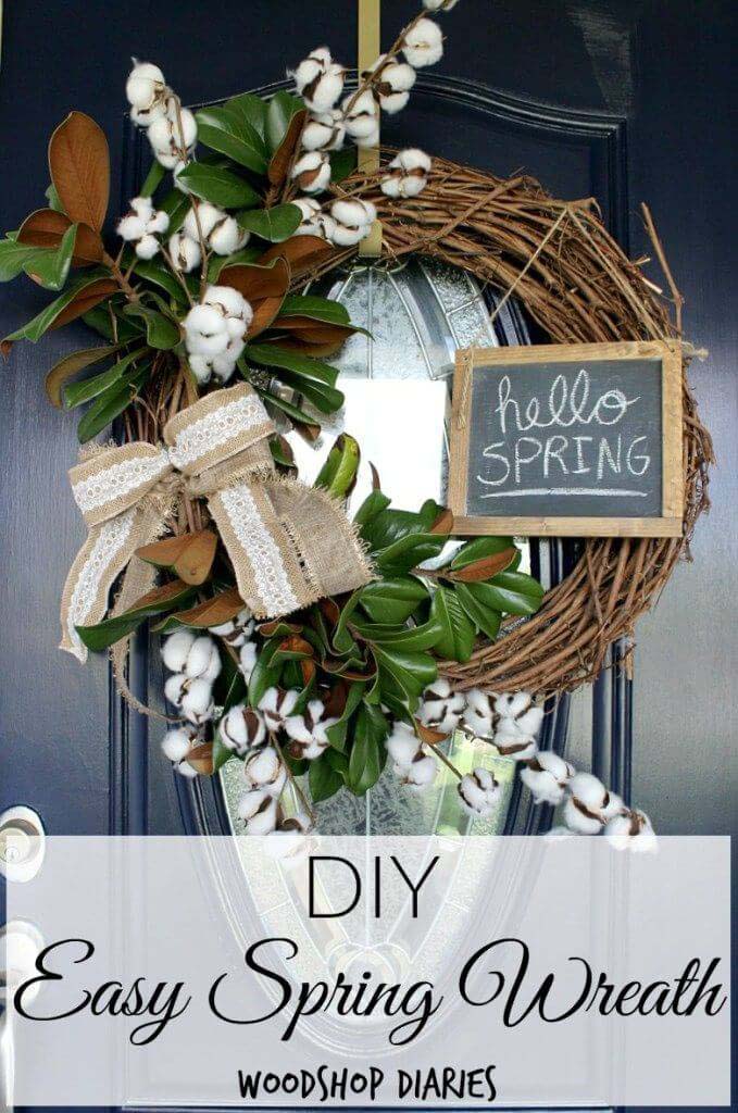 Chalkboard Fun with Bold Greenery #springwreath #diy #decorhomeideas